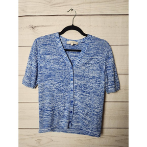 Loft Womens Button Down Knitted Sweater Cardigan‎ V Neck Blue Size XLP